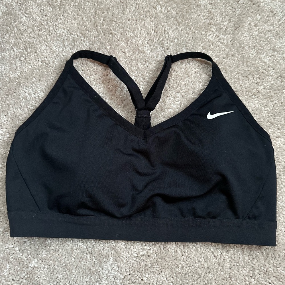 Nike Women's Black Sports Bra with White Logo